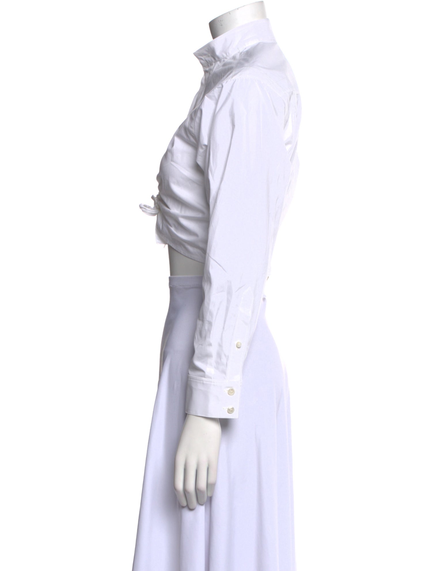 Alaïa Mock Neck Long Sleeve Crop Top