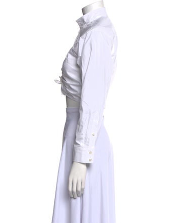 Alaïa Mock Neck Long Sleeve Crop Top