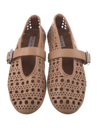 Alaïa Leather Lasercut Accents Ballet Flats