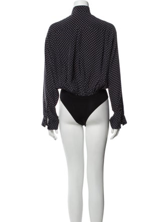 Alaïa Silk Polka Dot Print Bodysuit