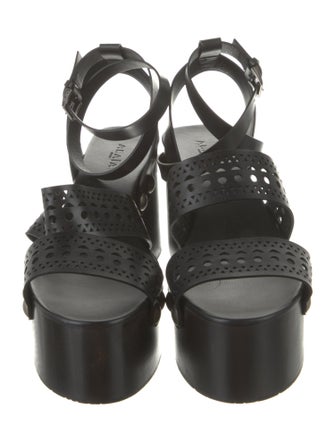 Alaïa Leather Lasercut Accents Sandals