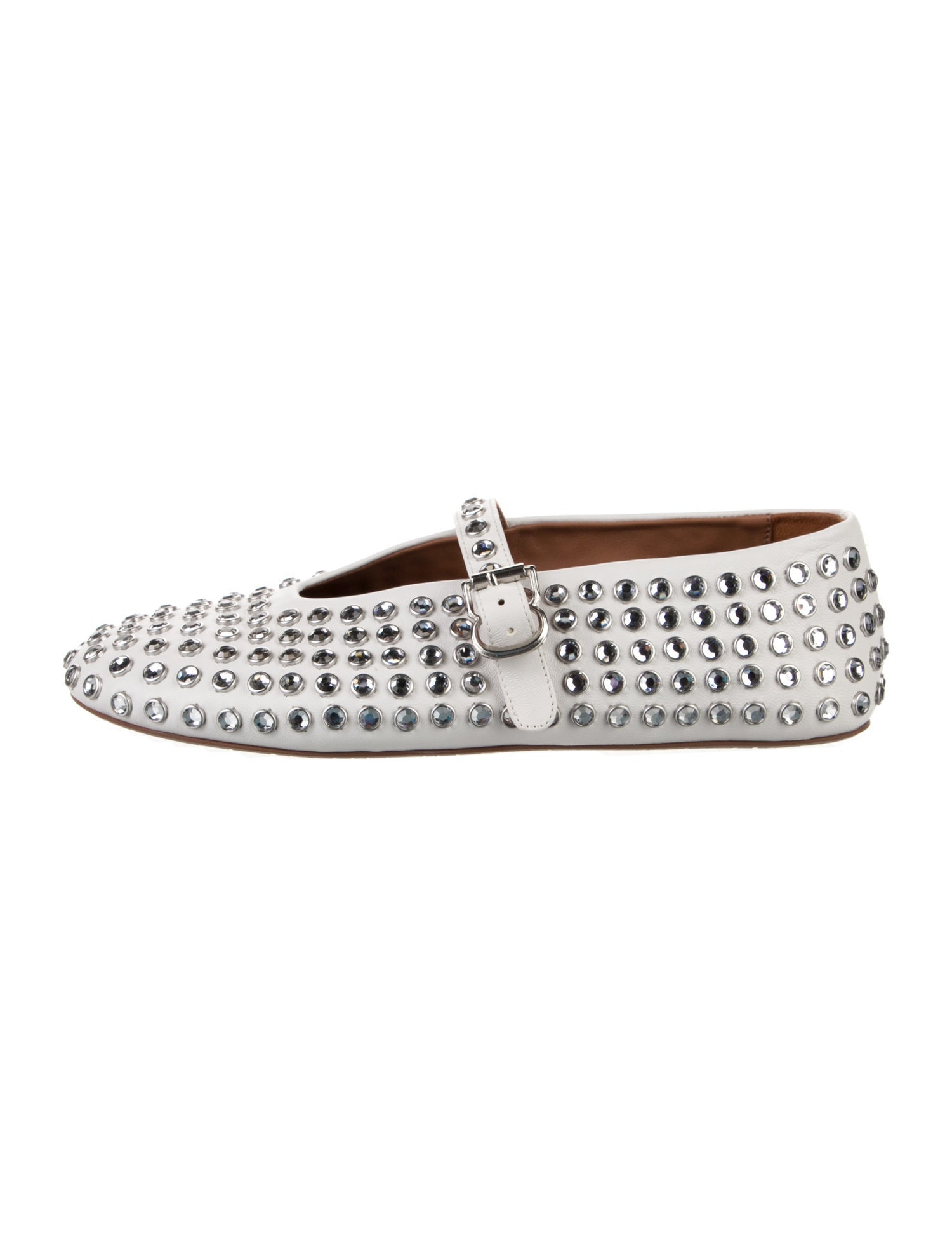 Alaïa Leather Crystal Embellishments Flats