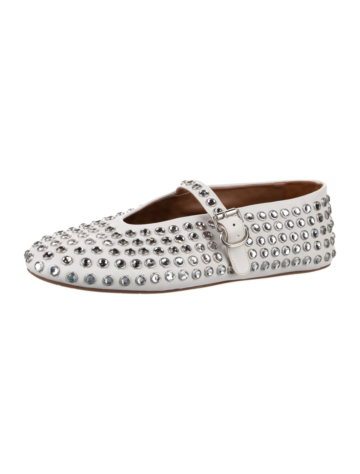 Alaïa Leather Crystal Embellishments Flats