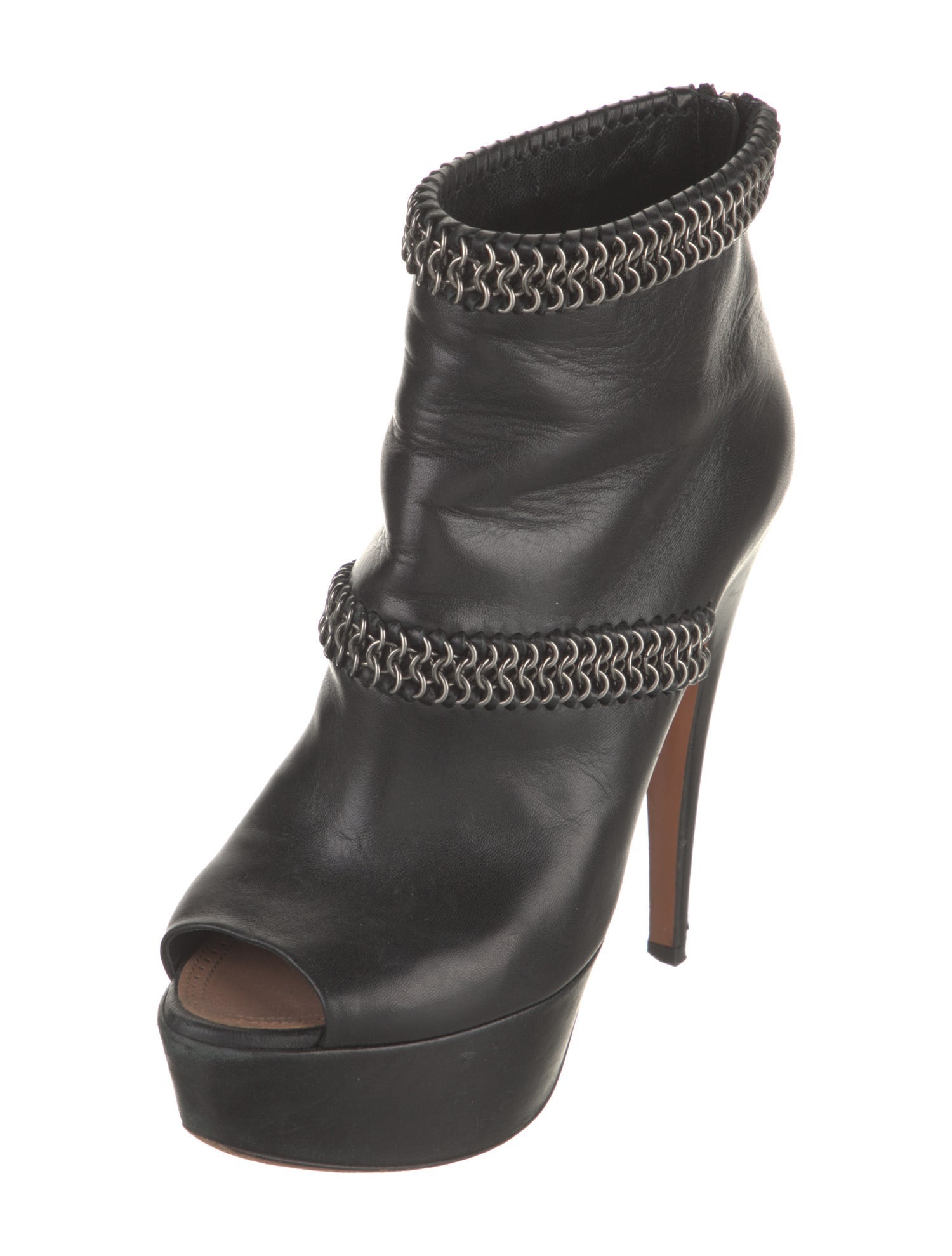 Alaïa Leather Chain-Link Accents Boots