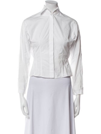 Alaïa Three-Quarter Sleeve Button-Up Top