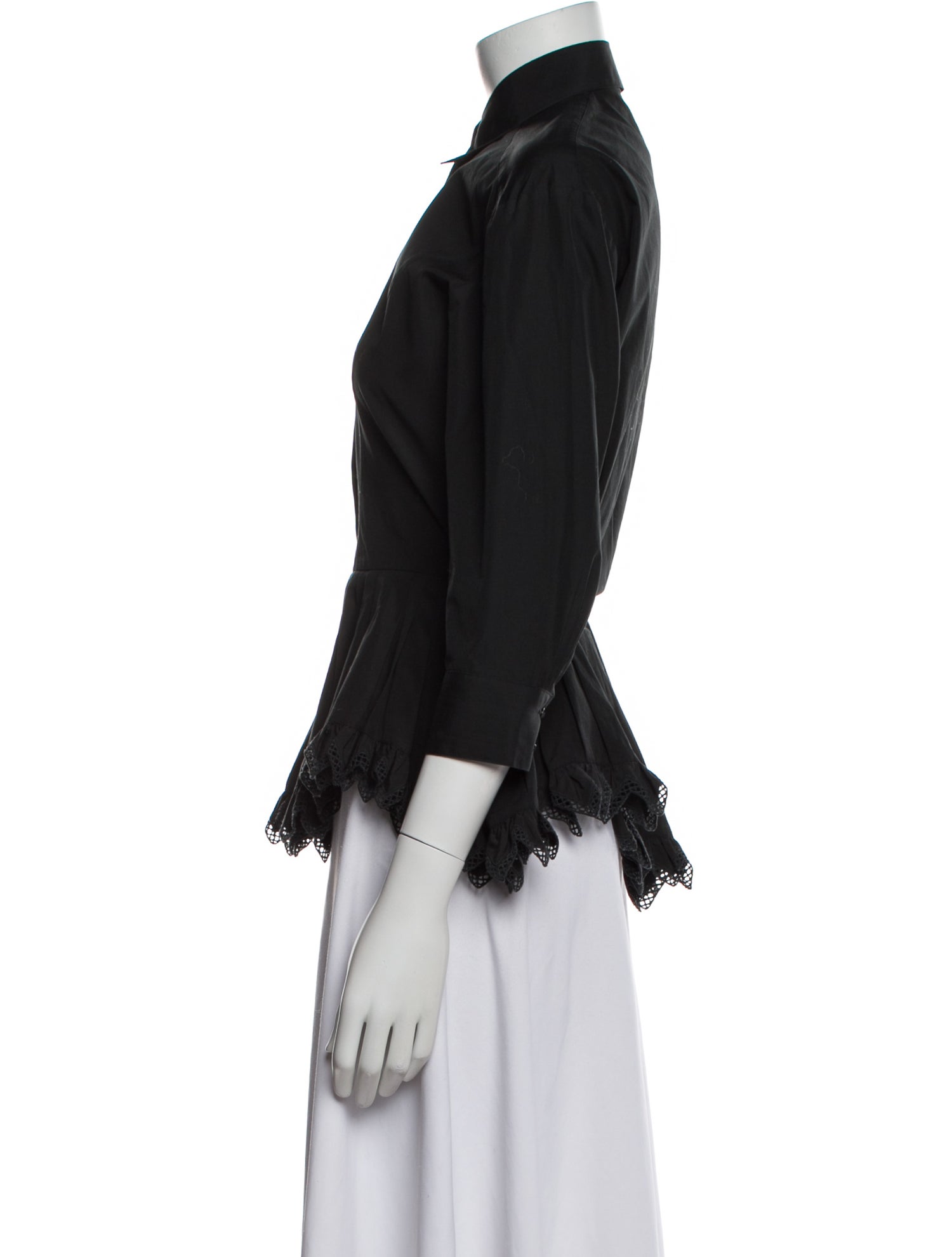 Alaïa Three-Quarter Sleeve Button-Up Top