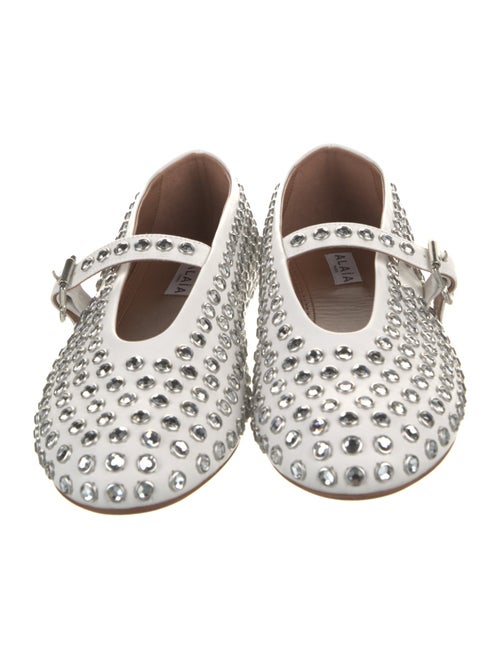 Alaïa Leather Crystal Embellishments Mary Jane Flats