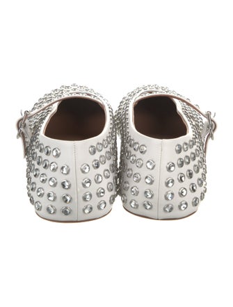Alaïa Leather Crystal Embellishments Mary Jane Flats