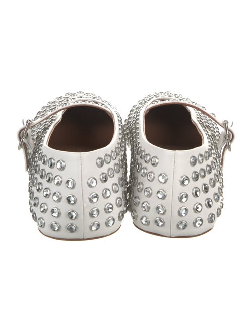 Alaïa Leather Crystal Embellishments Mary Jane Flats