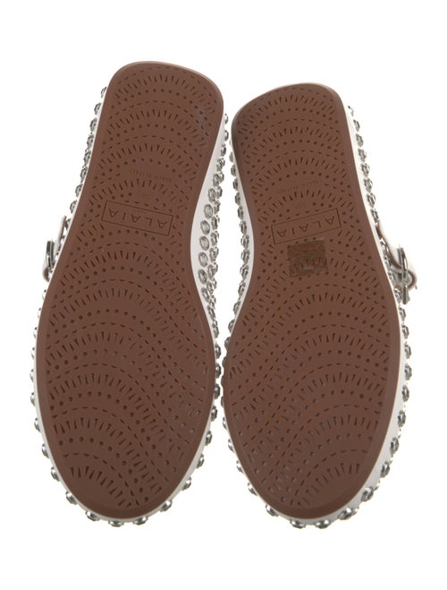 Alaïa Leather Crystal Embellishments Mary Jane Flats