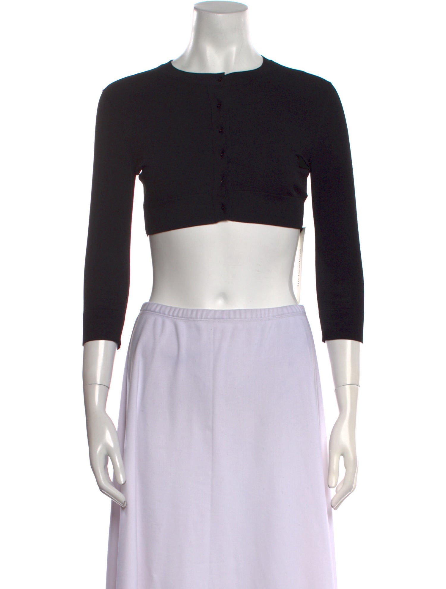 Alaïa Crew Neck Three-Quarter Sleeve Crop Top