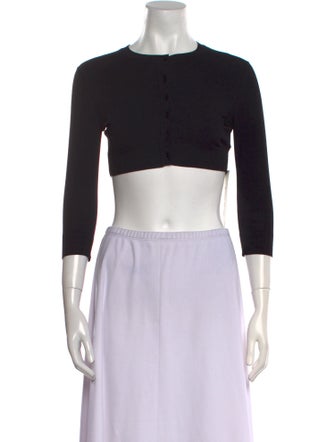 Alaïa Crew Neck Three-Quarter Sleeve Crop Top