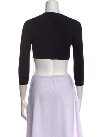 Alaïa Crew Neck Three-Quarter Sleeve Crop Top