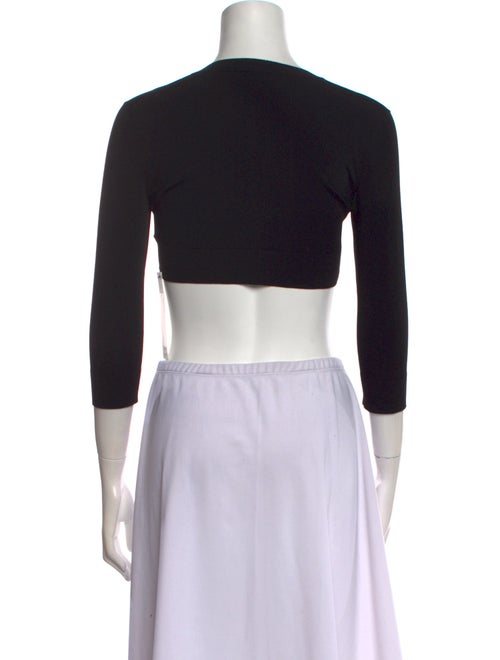 Alaïa Crew Neck Three-Quarter Sleeve Crop Top