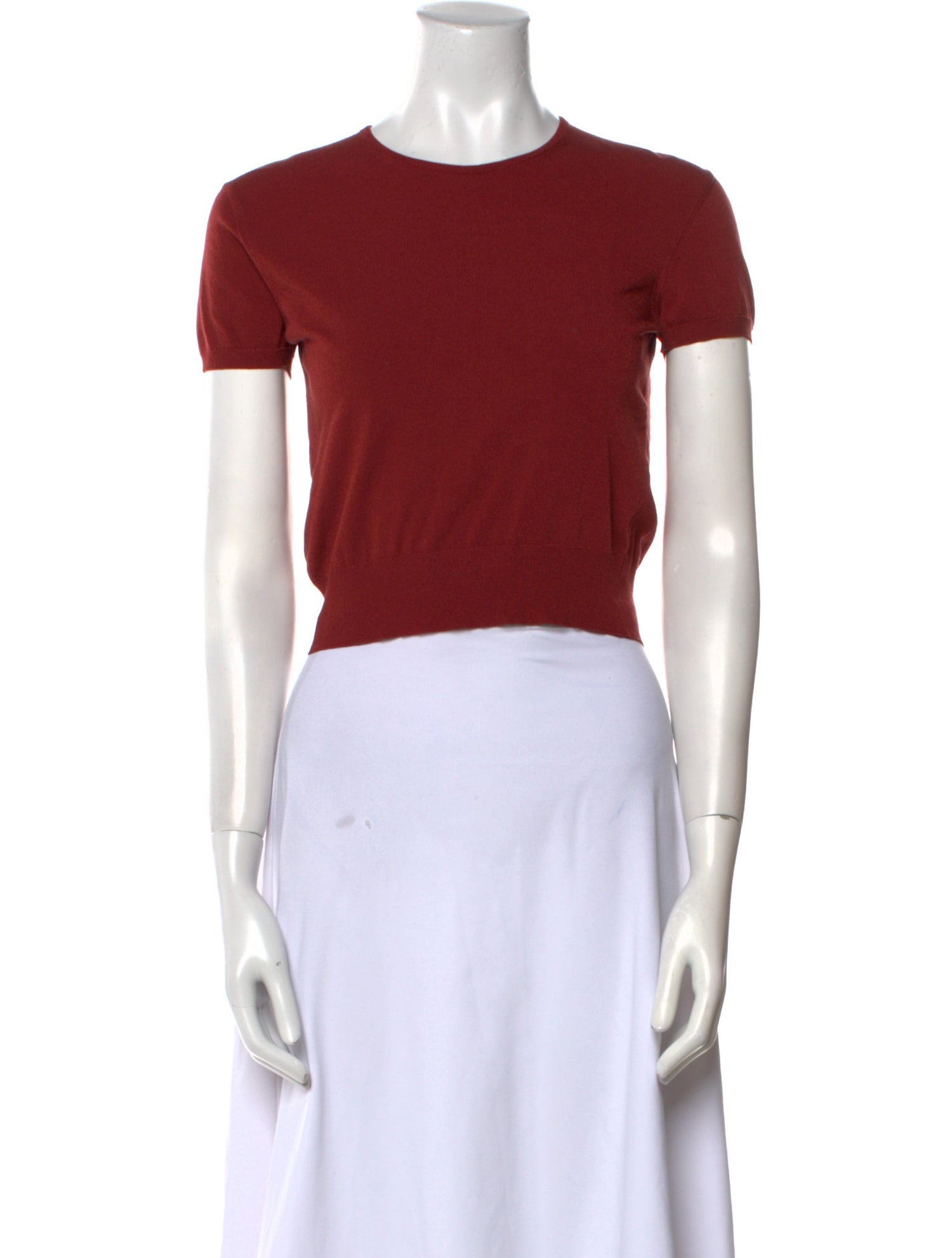 Alaïa Crew Neck Short Sleeve Crop Top