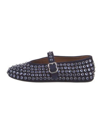 Alaïa Leather Crystal Embellishments Mary Jane Flats