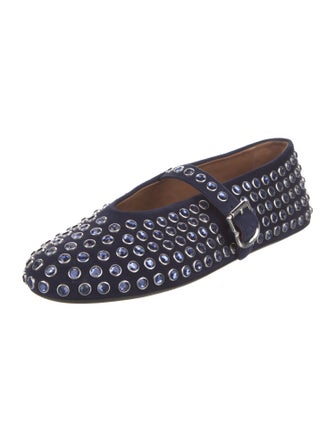 Alaïa Leather Crystal Embellishments Mary Jane Flats