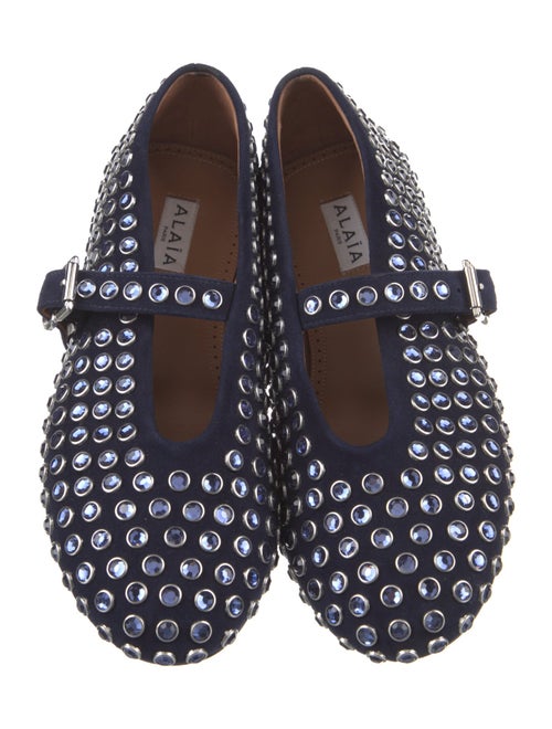 Alaïa Leather Crystal Embellishments Mary Jane Flats