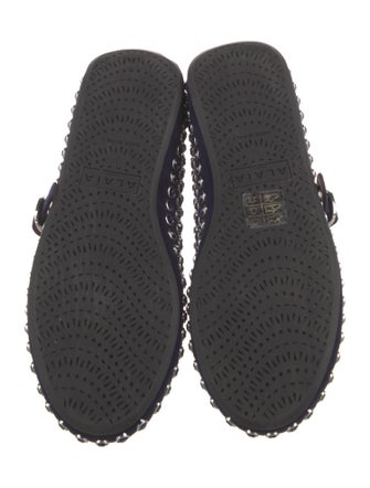 Alaïa Leather Crystal Embellishments Mary Jane Flats