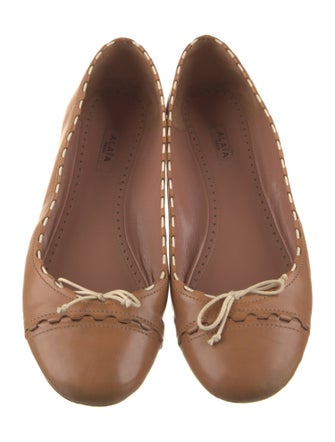 Alaïa Leather Bow Accents Ballet Flats