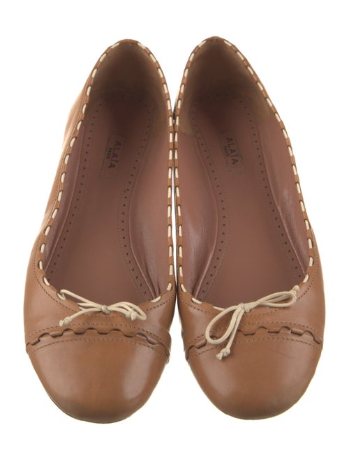 Alaïa Leather Bow Accents Ballet Flats