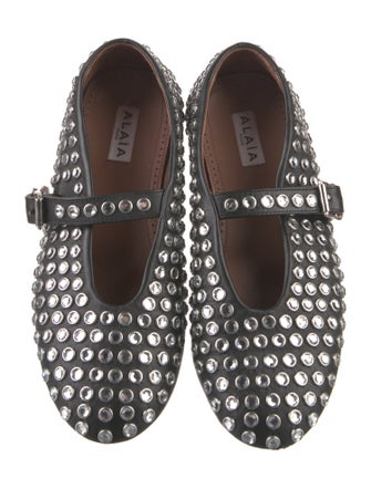 Alaïa Leather Crystal Embellishments Flats
