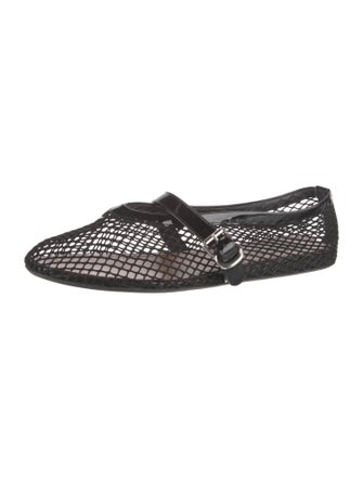 Alaïa Mesh Leather Trim Embellishment Mary Jane Flats