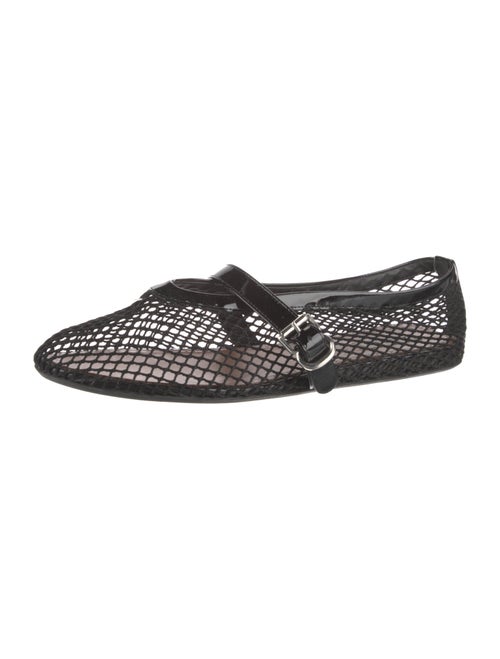 Alaïa Mesh Leather Trim Embellishment Mary Jane Flats