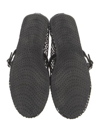 Alaïa Mesh Leather Trim Embellishment Mary Jane Flats