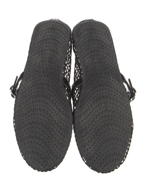 Alaïa Mesh Leather Trim Embellishment Mary Jane Flats