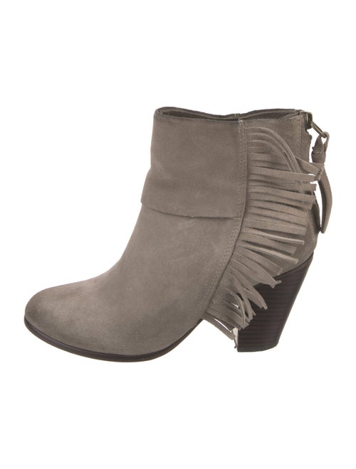 Ash Suede Fringe Trim Accent Moto Boots