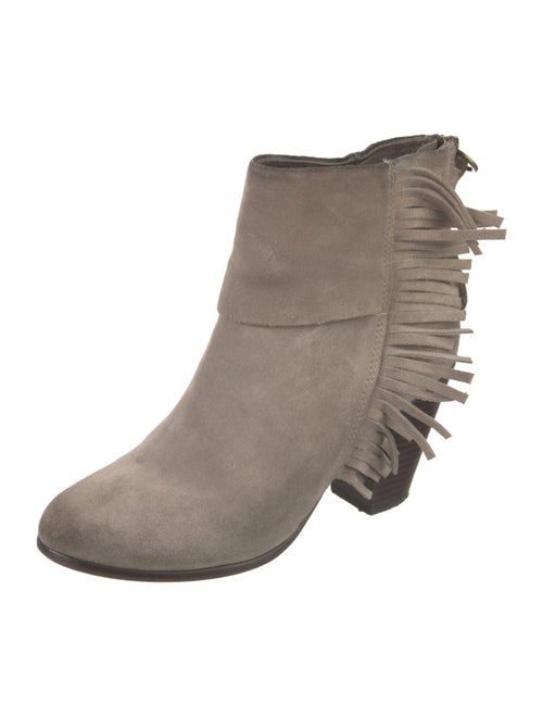 Ash Suede Fringe Trim Accent Moto Boots
