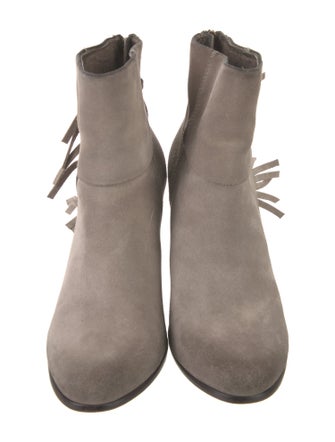 Ash Suede Fringe Trim Accent Moto Boots