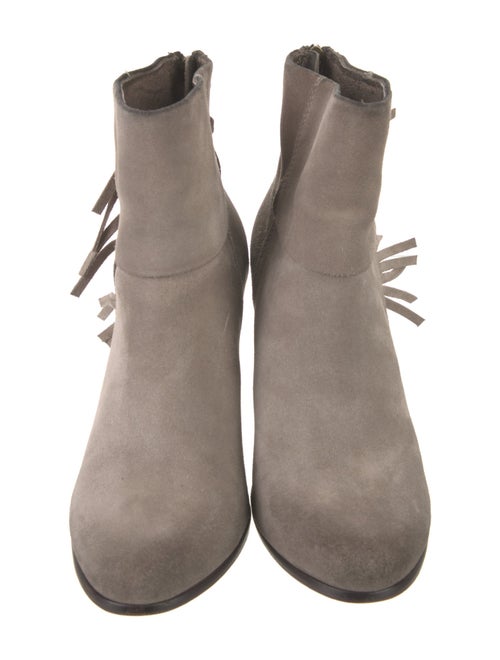 Ash Suede Fringe Trim Accent Moto Boots