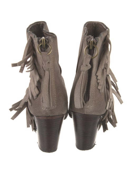 Ash Suede Fringe Trim Accent Moto Boots