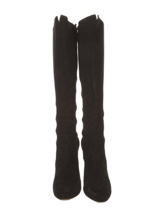 Alaïa Suede Grosgrain Trim Boots