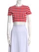 Alaïa Plaid Print Crew Neck Crop Top