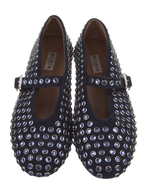 Alaïa Suede Crystal Embellishments Mary Jane Flats