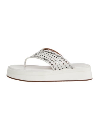 Alaïa Leather Lasercut Accents Flip Flops