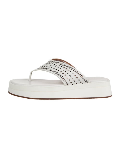 Alaïa Leather Lasercut Accents Flip Flops