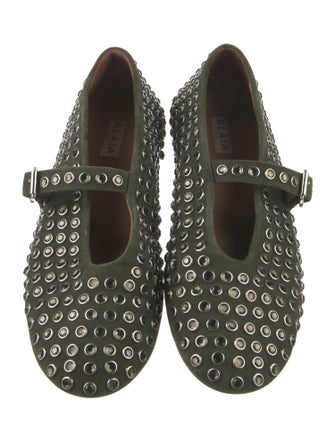 Alaïa Suede Colorblock Pattern Mary Jane Flats