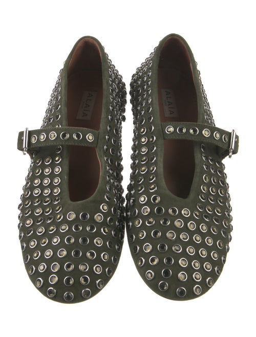 Alaïa Suede Colorblock Pattern Mary Jane Flats