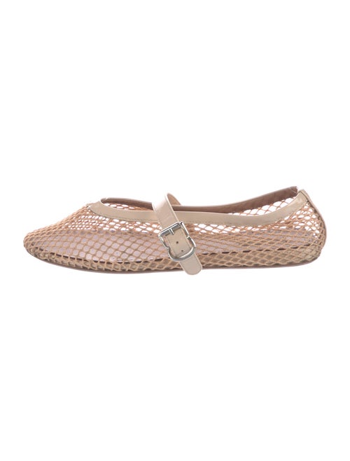 Alaïa Mesh Leather Trim Embellishment Mary Jane Flats