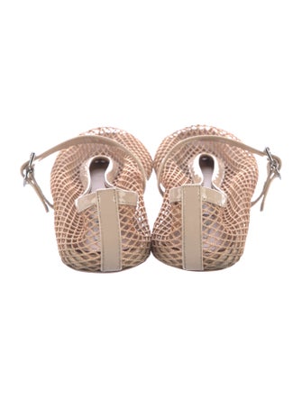 Alaïa Mesh Leather Trim Embellishment Mary Jane Flats