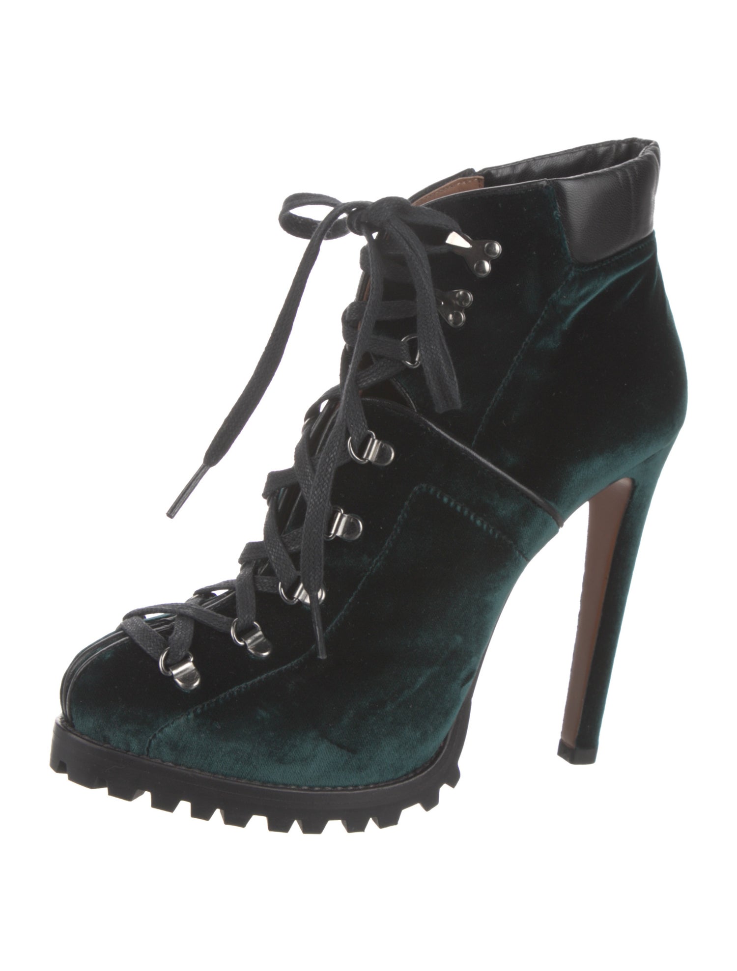 Alaïa Velvet Leather Trim Embellishment Pumps