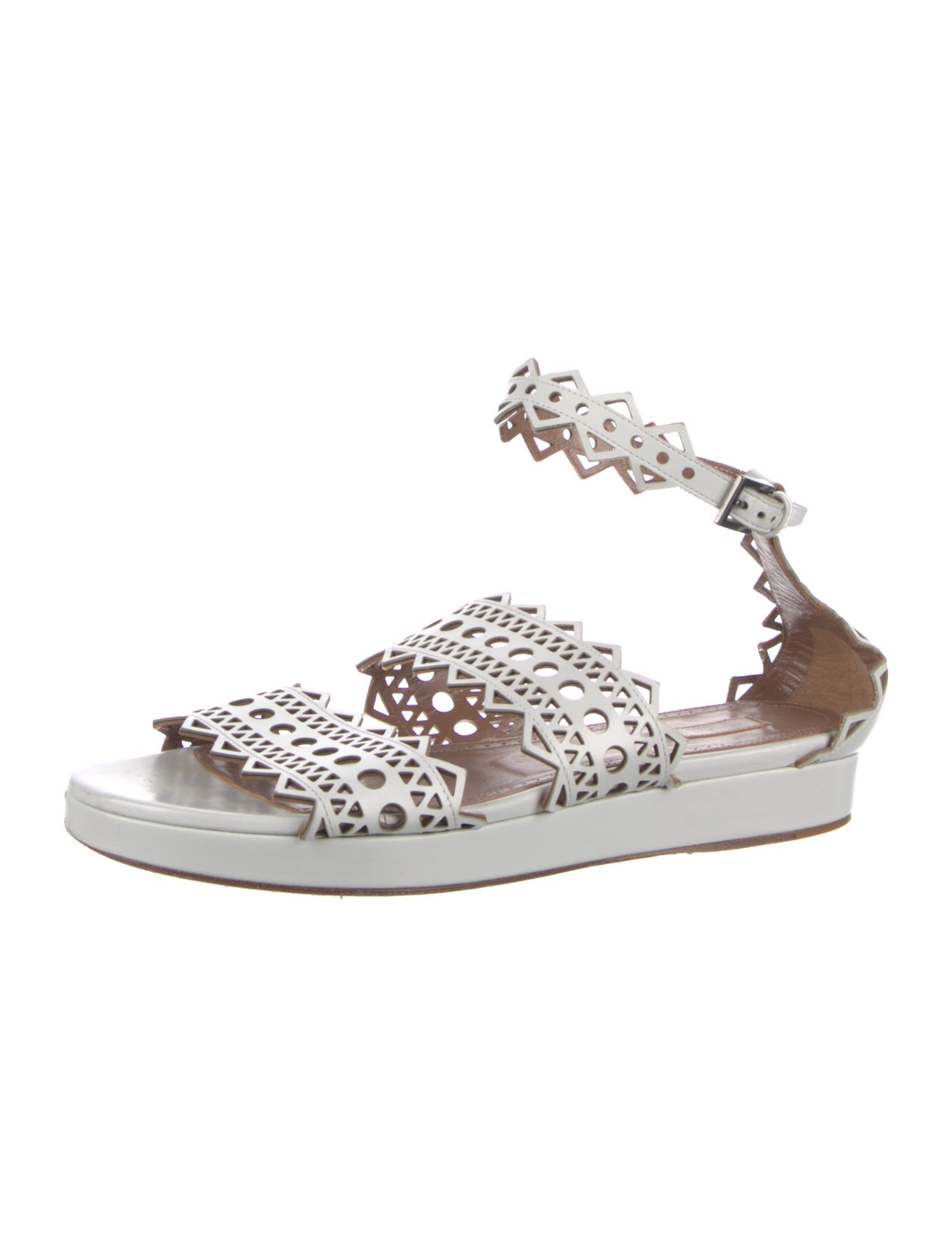 Alaïa Leather Eyelet Trim Gladiator Sandals