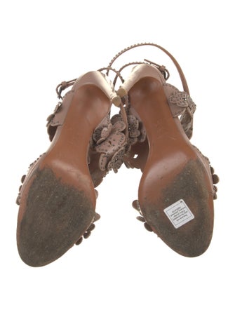 Alaïa Leather Studded Accents T-Strap Sandals