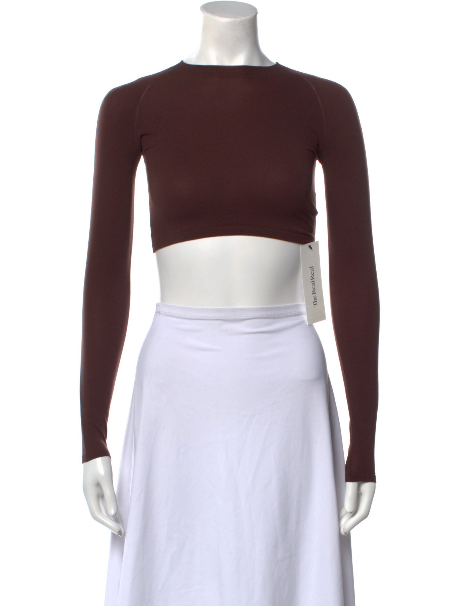 Alaïa Bateau Neckline Long Sleeve Crop Top