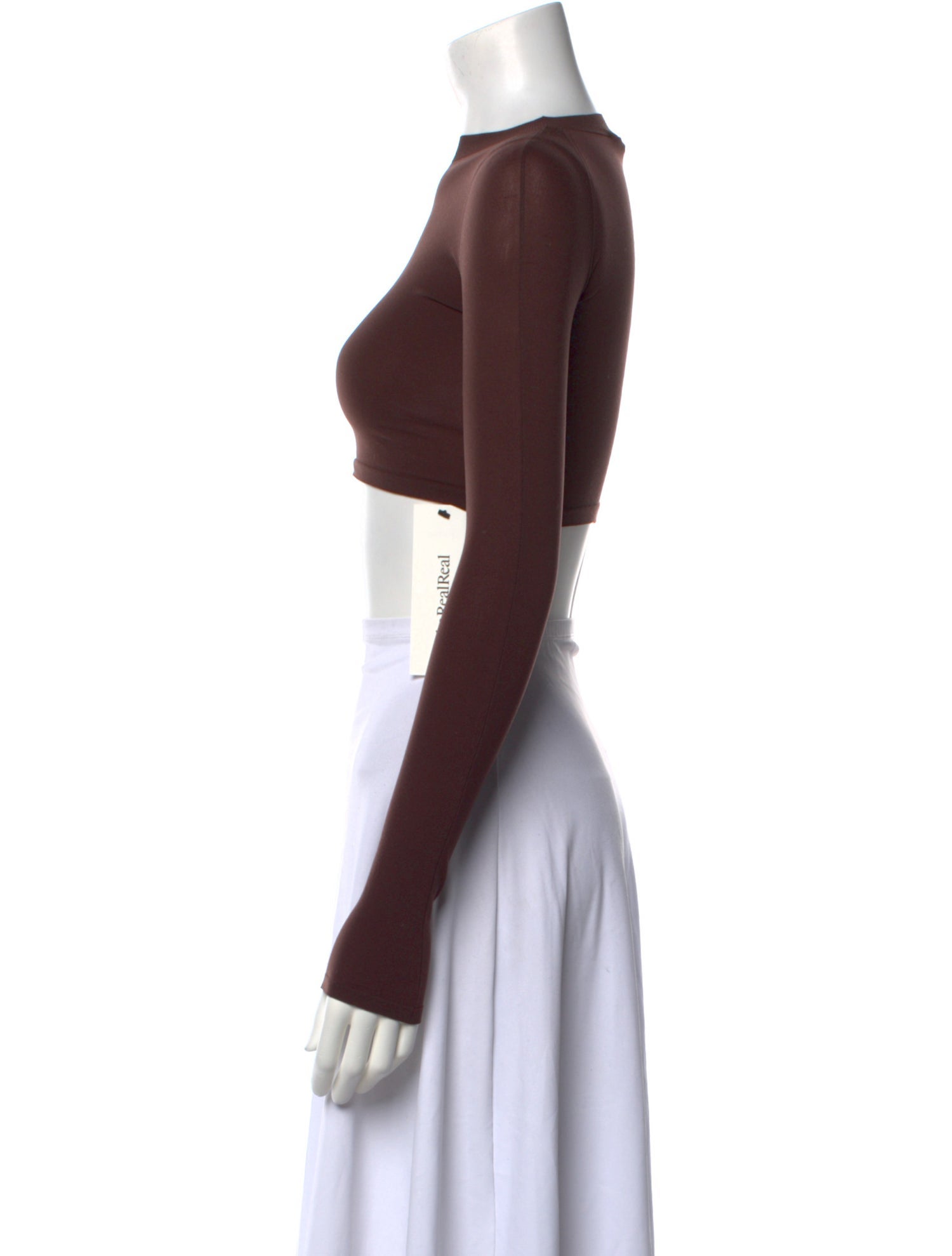 Alaïa Bateau Neckline Long Sleeve Crop Top