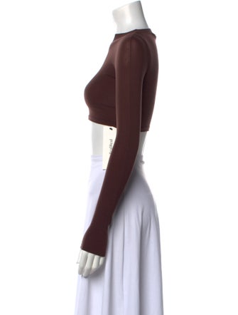 Alaïa Bateau Neckline Long Sleeve Crop Top